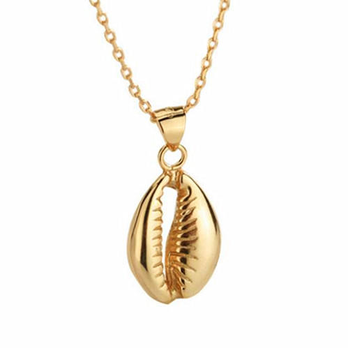 Big conch shell pendant in gold plating 925 silver charm necklace for women 